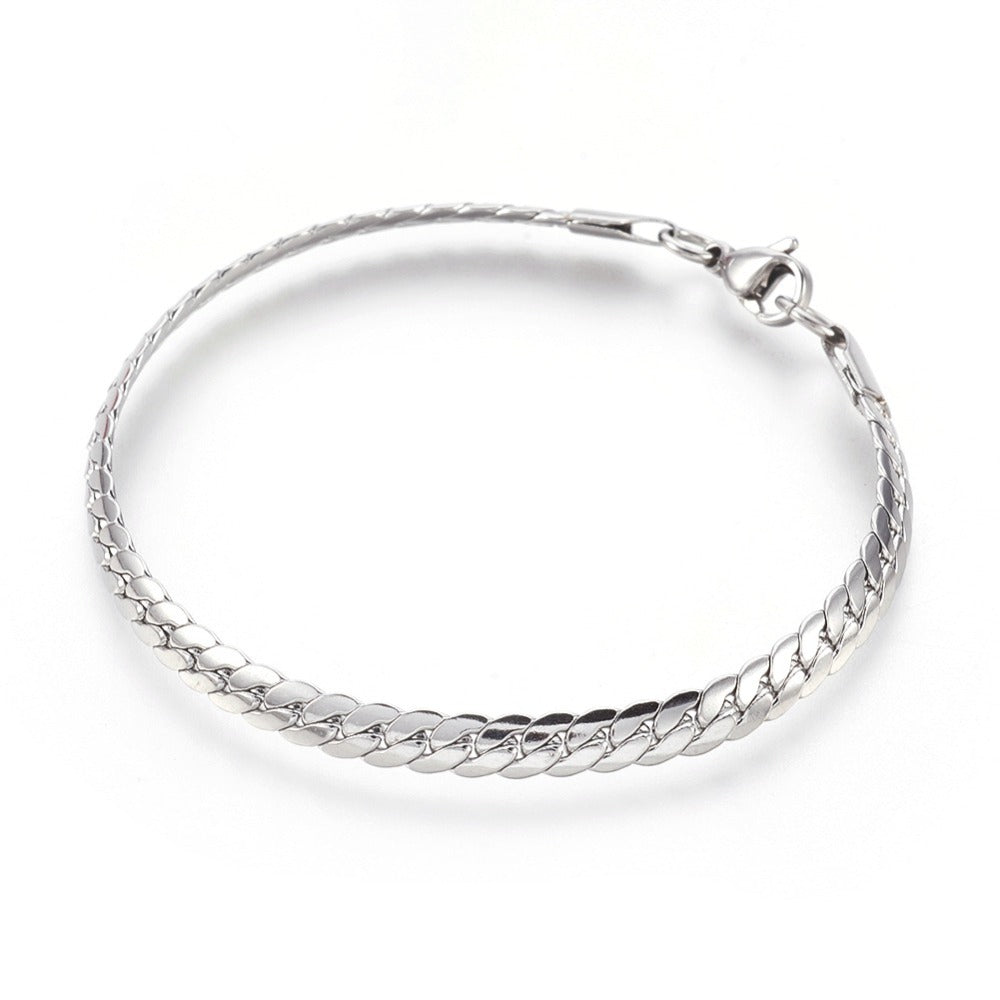 flat cuba bracelet - silver