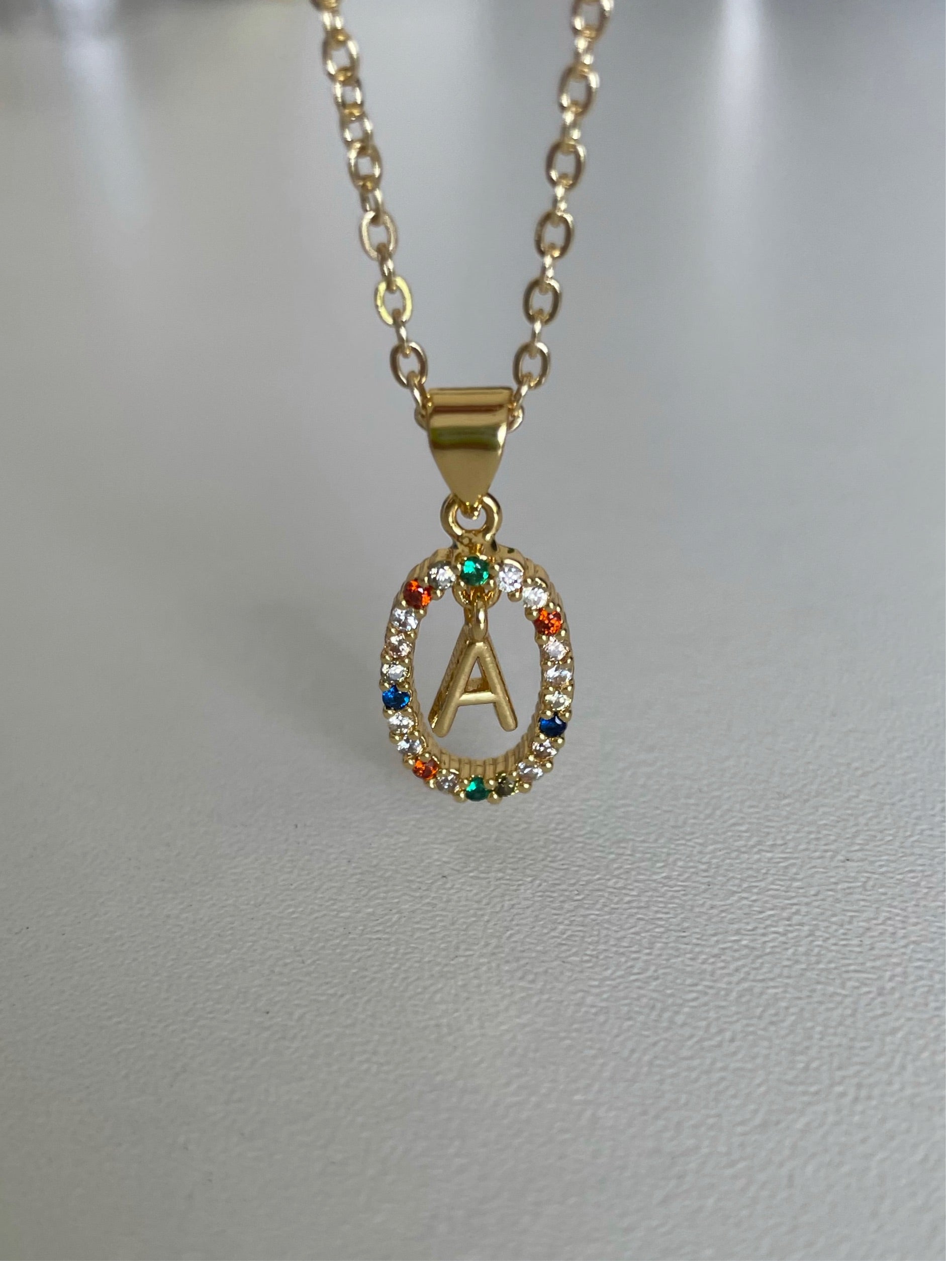 Rainbow initial necklace