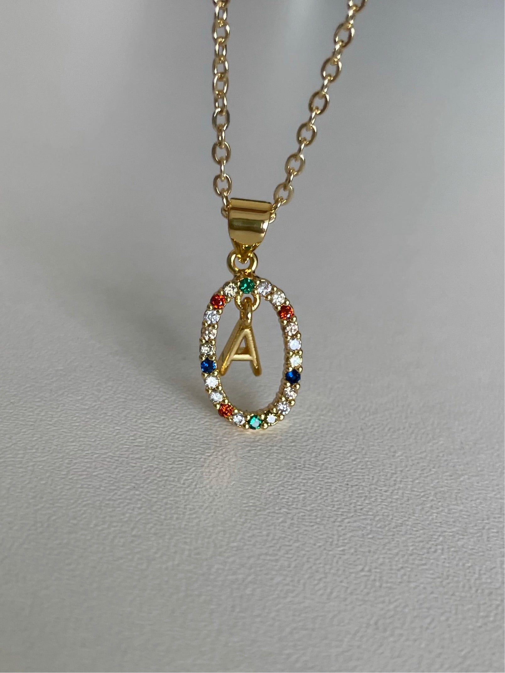 Rainbow initial necklace
