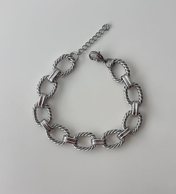 Silver oval bracelet