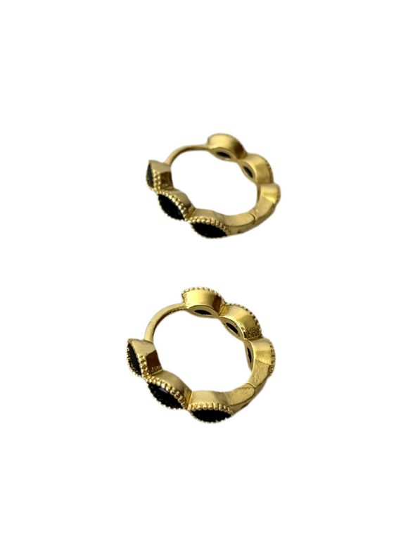 Black Huggie hoops