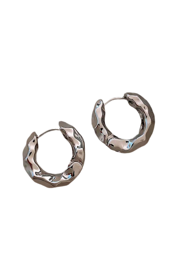 Irregular silver mini hoops