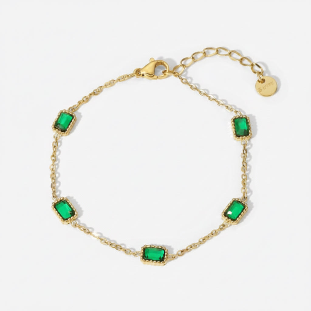 Esmeralda Pulsera Cuadrada