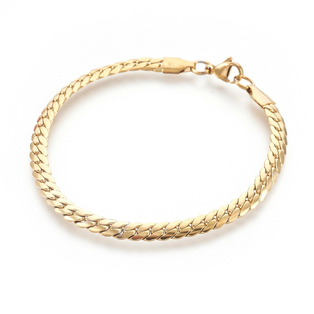 flat cuban bracelet - gold