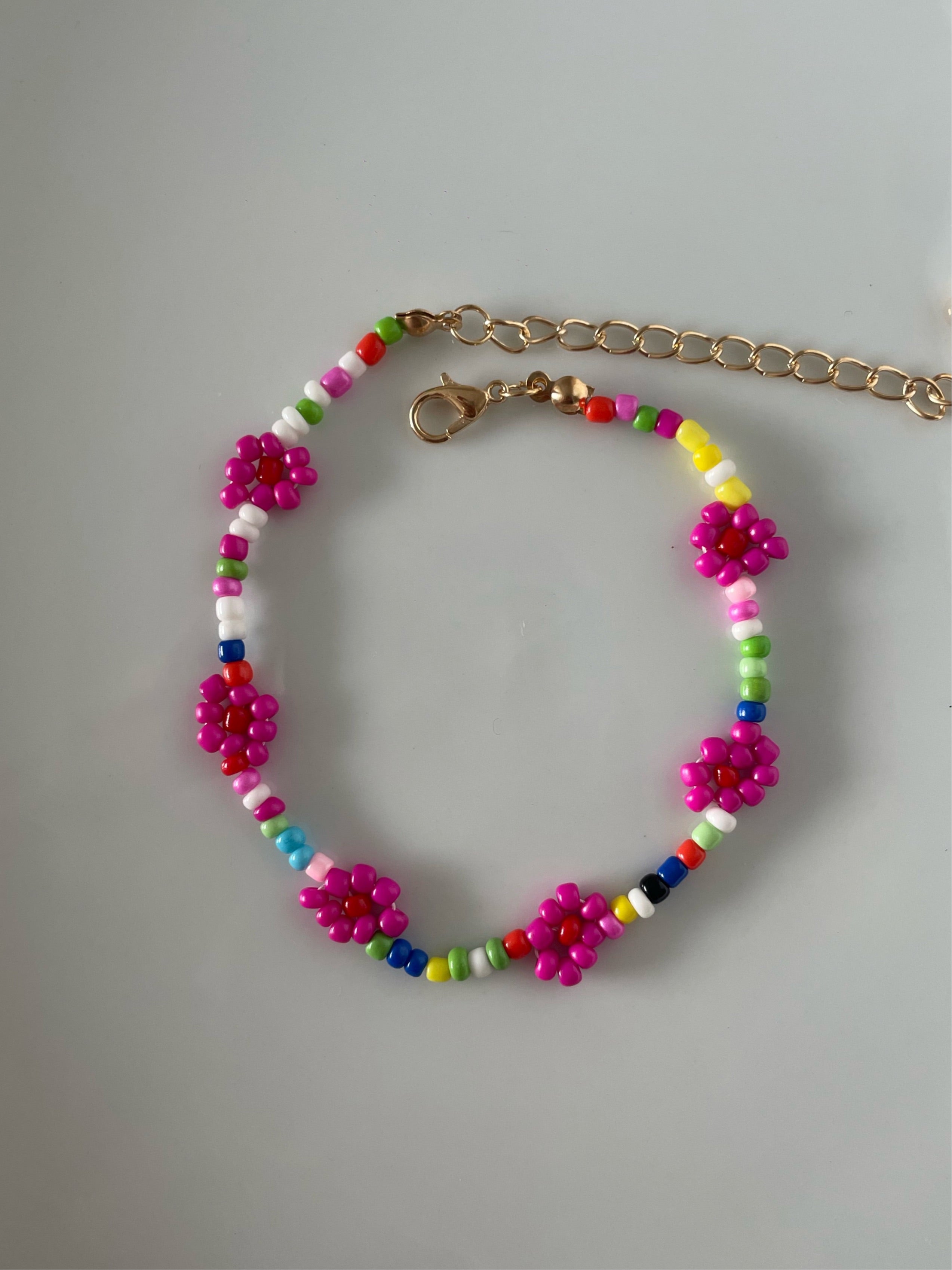 Fuchsia flower anklet