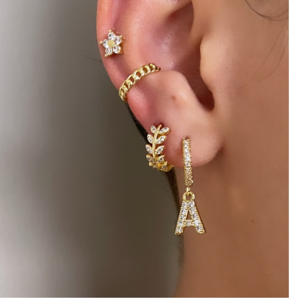 zirconia initial earring