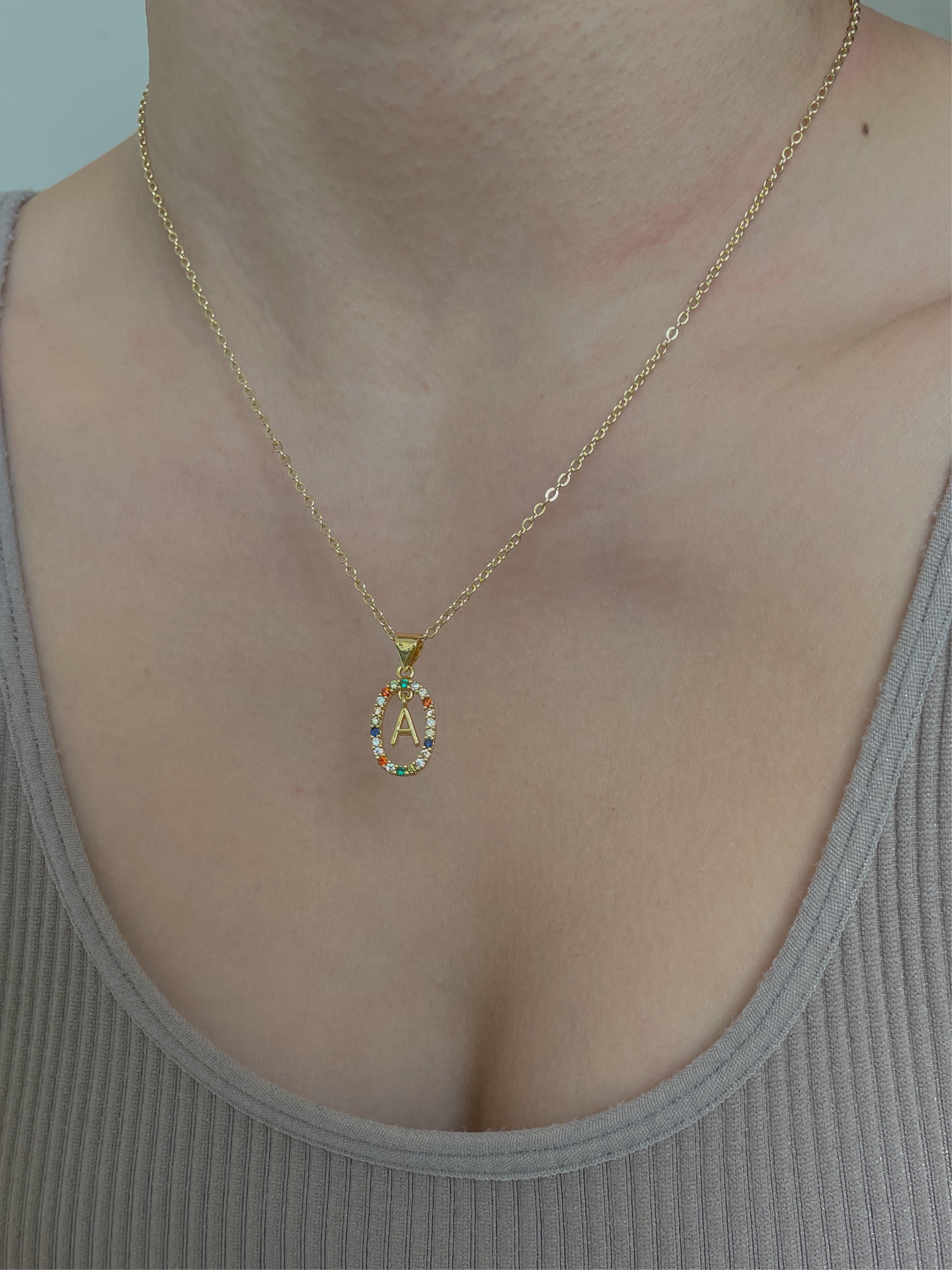 Rainbow initial necklace